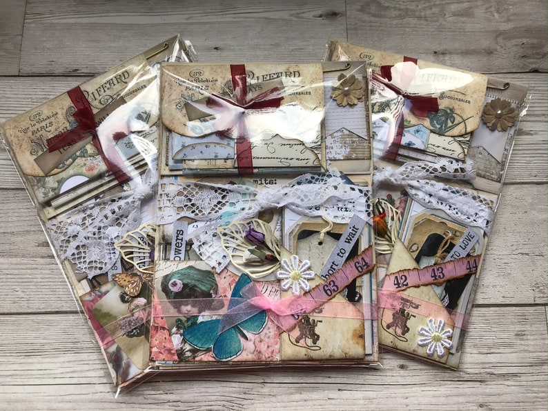 Junk journal ephemera pack, pockets & tag pack, starter scrapbooking kit, paper ephemera pack, beginners journal kit image 3