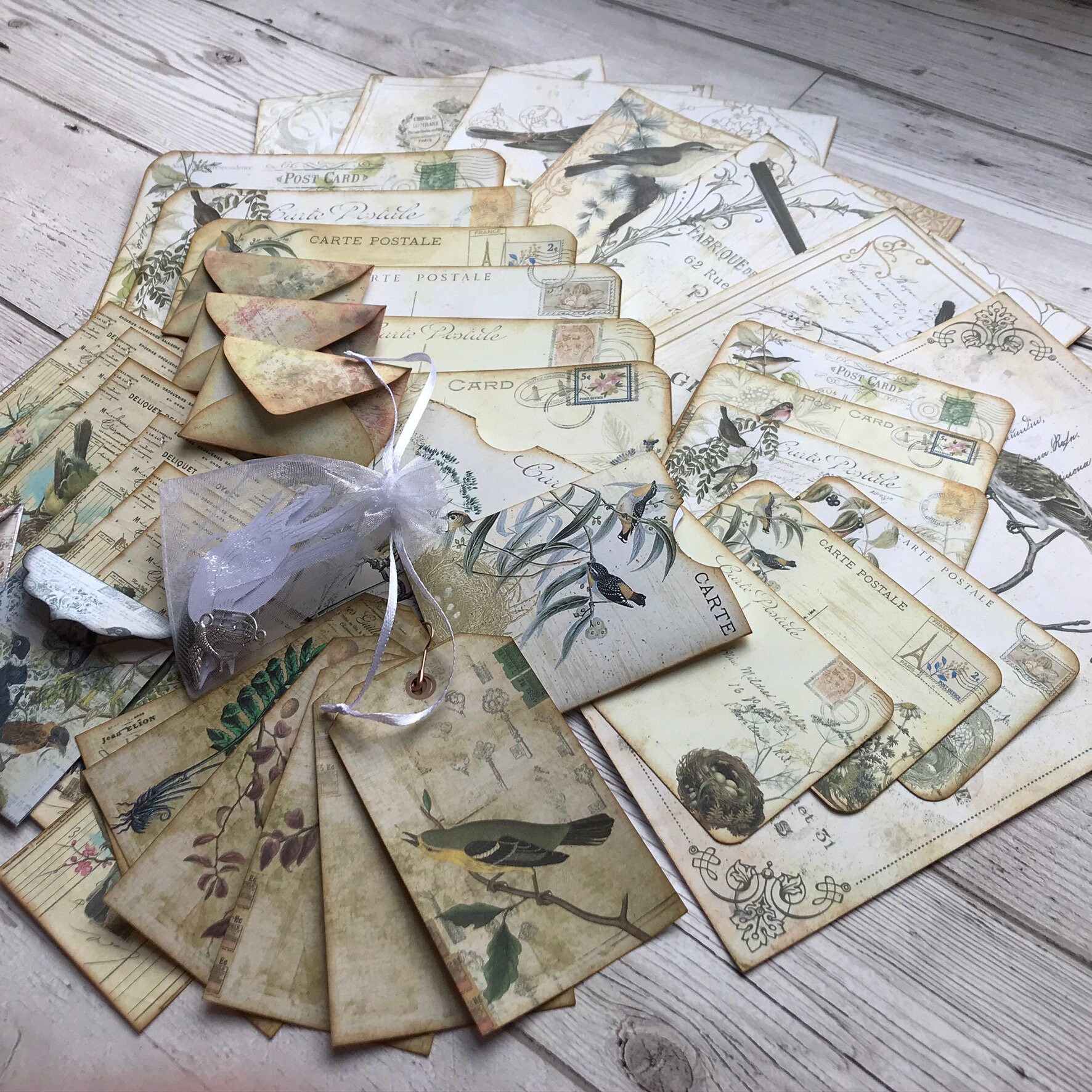 Vintage Bird Journal Paper Pack, Journaling Kit, Scrapbooking Kit ...