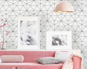 Removable Wallpaper Peel and Stick Wallpaper Self Adhesive Wallpaper Geometric Background with Rhombus and Nodes