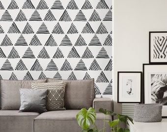 Removable Wallpaper Peel and Stick Wallpaper Self Adhesive Wallpaper Geometric Pattern with Striped Triangles