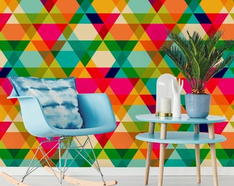 Removable Wallpaper Peel and Stick Wallpaper Self Adhesive Wallpaper Colorful Pattern of Geometric Shapes