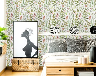 Removable Wallpaper Peel and Stick Wallpaper Self Adhesive Wallpaper Ferns and Leaves