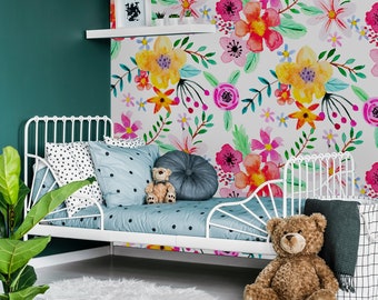 Removable Wallpaper Peel and Stick Wallpaper Self Adhesive Wallpaper Bright Flowers