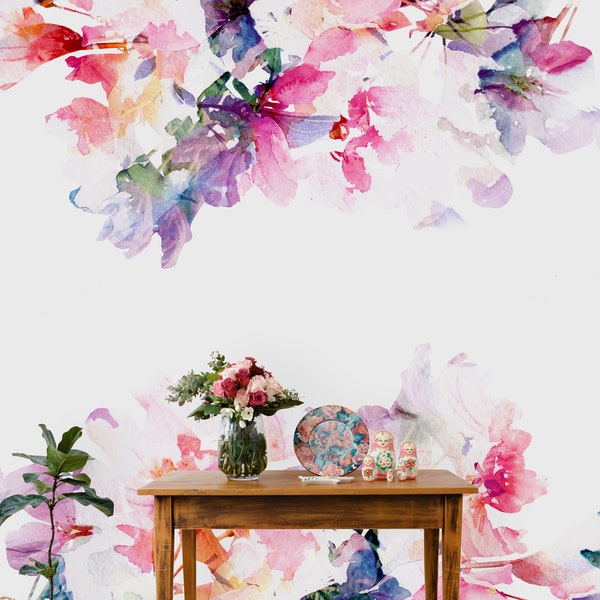 Removable Wallpaper Peel and Stick Wallpaper Self Adhesive Wallpaper Spring Floral Mural