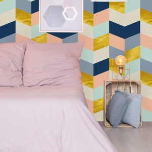 Removable Wallpaper Peel and Stick Wallpaper Self Adhesive Wallpaper Multicolor Geometric Wallpaper