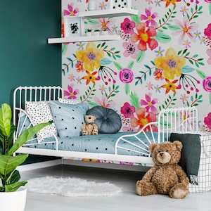 Removable Wallpaper Peel and Stick Wallpaper Self Adhesive Wallpaper Bright Flowers