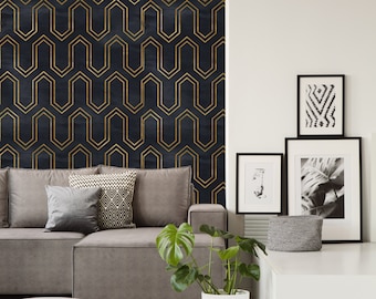 Removable Wallpaper Peel and Stick Wallpaper Self Adhesive Wallpaper Gold Geometric Wallpaper