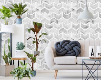 Removable Wallpaper Peel and Stick Wallpaper Self Adhesive Wallpaper Gray Chevron