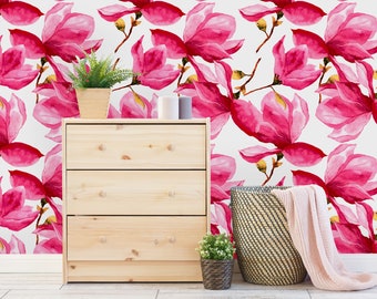 Removable Wallpaper Peel and Stick Wallpaper Self Adhesive Wallpaper Pink Flowers