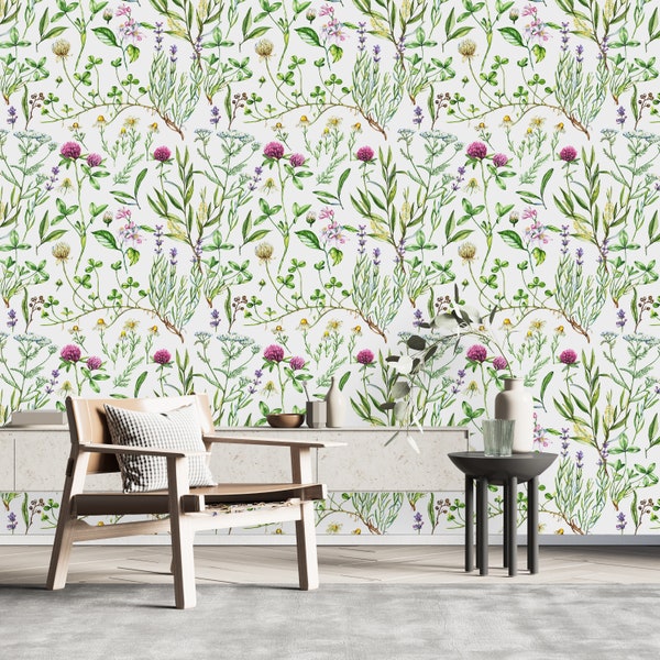 Peel and Stick Wallpaper Meadow - Etsy