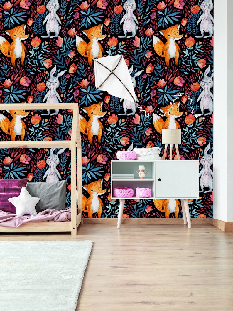 Removable Wallpaper Peel and Stick Wallpaper Self Adhesive Wallpaper Cute Woodland Animals