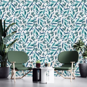 Removable Wallpaper Peel and Stick Wallpaper Self Adhesive Wallpaper Green Leaves Wallpaper