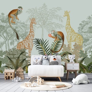 Removable Wallpaper Peel and Stick Wallpaper Self Adhesive Wallpaper African Animals Wallpaper