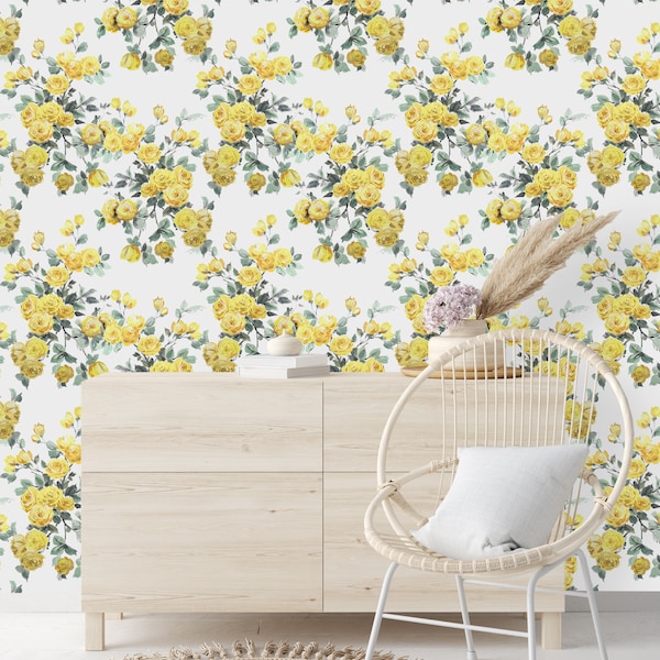 Yellow Removable Wallpaper - Etsy