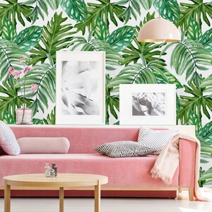 Removable Wallpaper Peel and Stick Wallpaper Self Adhesive Wallpaper Exotic Palm Leaves image 2