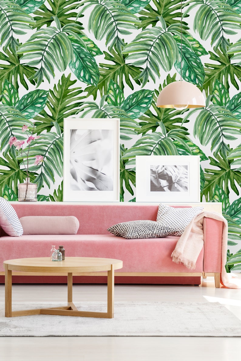 Removable Wallpaper Peel and Stick Wallpaper Self Adhesive Wallpaper Exotic Palm Leaves image 2