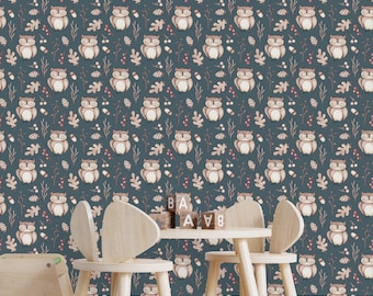 Removable Wallpaper Peel and Stick Wallpaper Self Adhesive Wallpaper Owls Wallpaper
