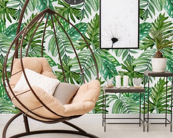 Removable Wallpaper Peel and Stick Wallpaper Self Adhesive Wallpaper Exotic Palm Leaves