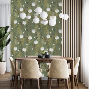 Removable Wallpaper Peel and Stick Wallpaper Self Adhesive Wallpaper Green Vintage Wallpaper image 1