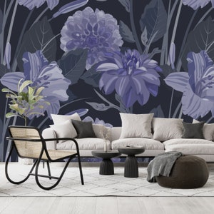 Removable Wallpaper Peel and Stick Wallpaper Self Adhesive Wallpaper Dark Floral Wallpaper