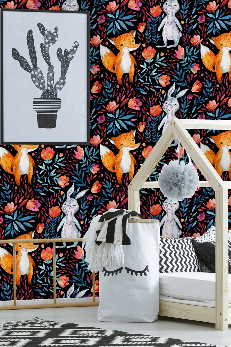 Removable Wallpaper Peel and Stick Wallpaper Self Adhesive Wallpaper Cute Woodland Animals