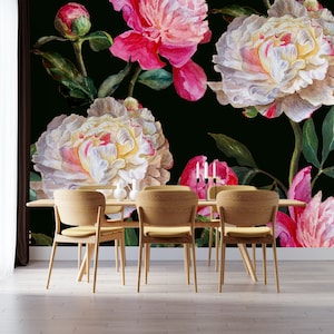 Removable Wallpaper Peel and Stick Wallpaper Self Adhesive Wallpaper Peonies Wallpaper