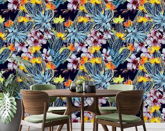 Removable Wallpaper Peel and Stick Wallpaper Self Adhesive Wallpaper Cactus Pattern Wallpaper