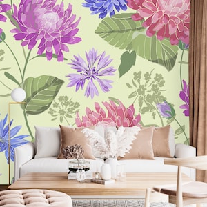 Removable Wallpaper Peel and Stick Wallpaper Self Adhesive Wallpaper Yellow Floral Wallpaper