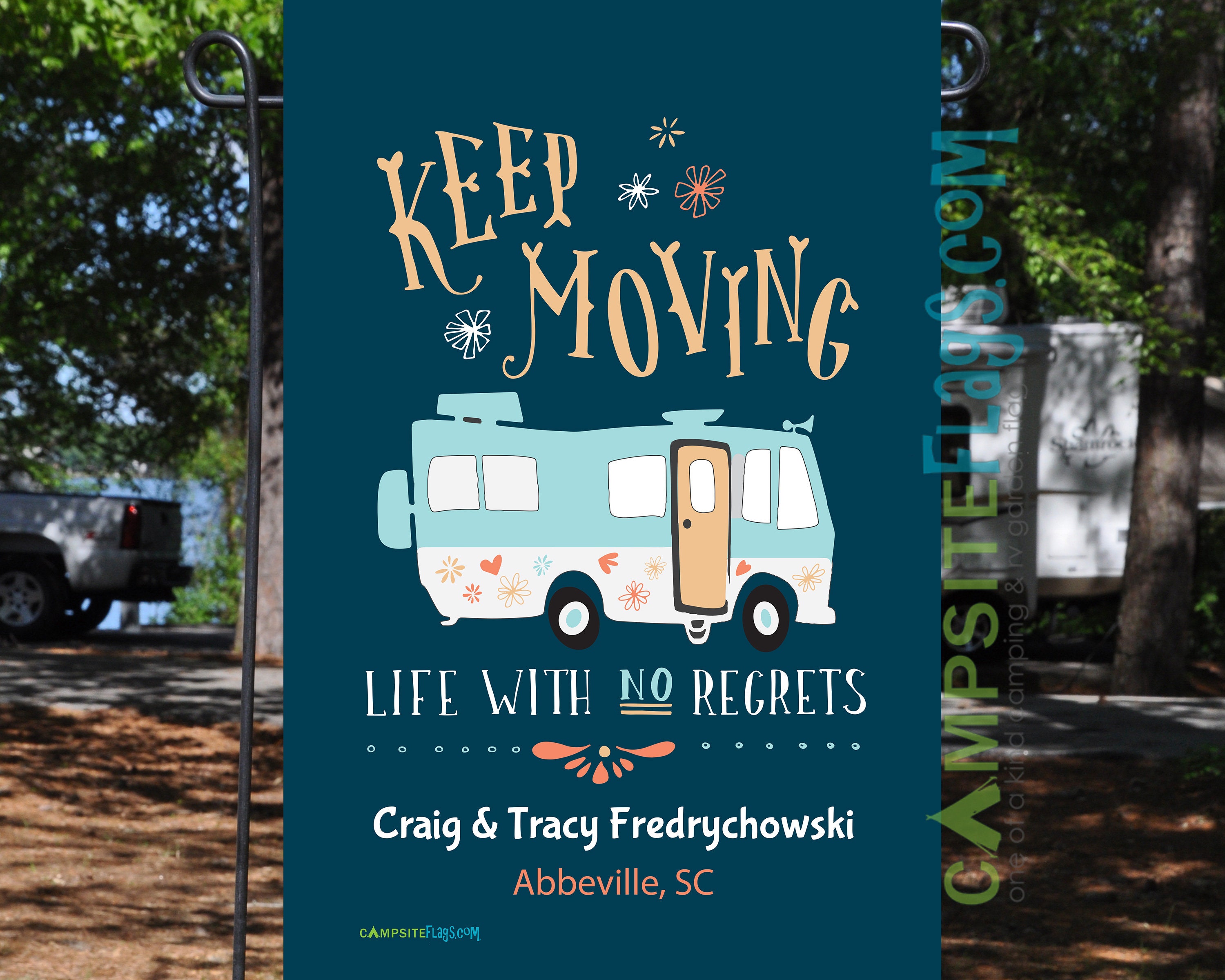 Personalized RV Camping Flag Keep Moving Life With No Etsy