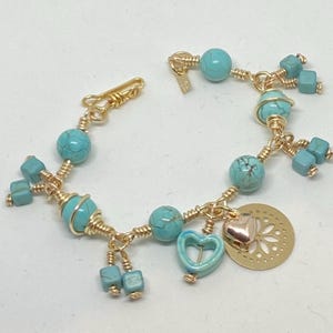 Handmade Turquoise Bracelet with 18k Goldplated Accents.
