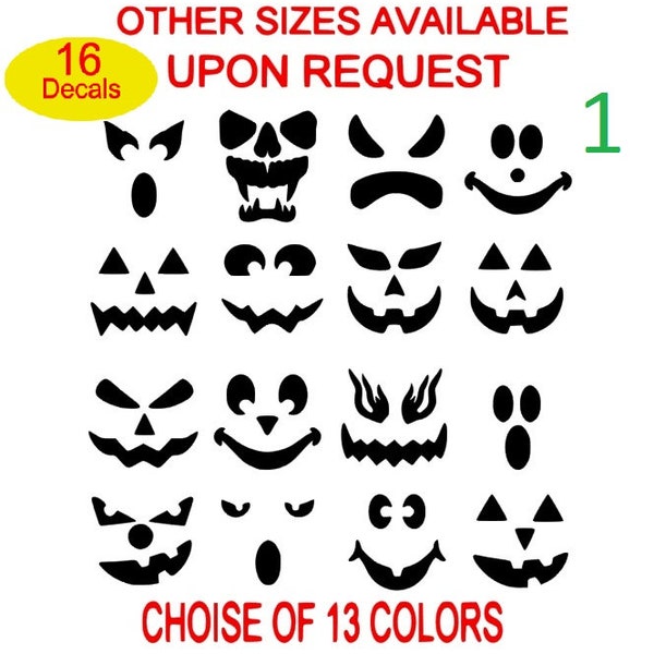 16x Pumpkin Face Vinyl Pumpkin Decals Halloween Great for wine Glasses