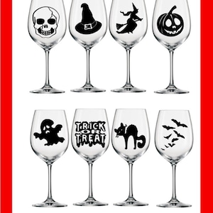 6 x pegatinas espeluznantes de la calcomanía de cristal de vino de Halloween