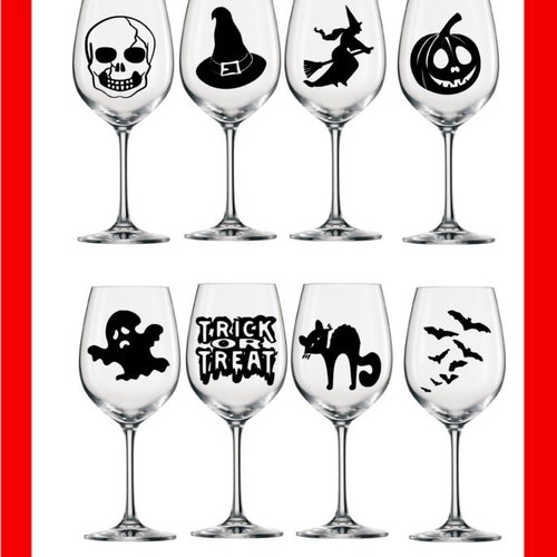 6 X Spooky Halloween Wine Glass Decal Stickers Etsy