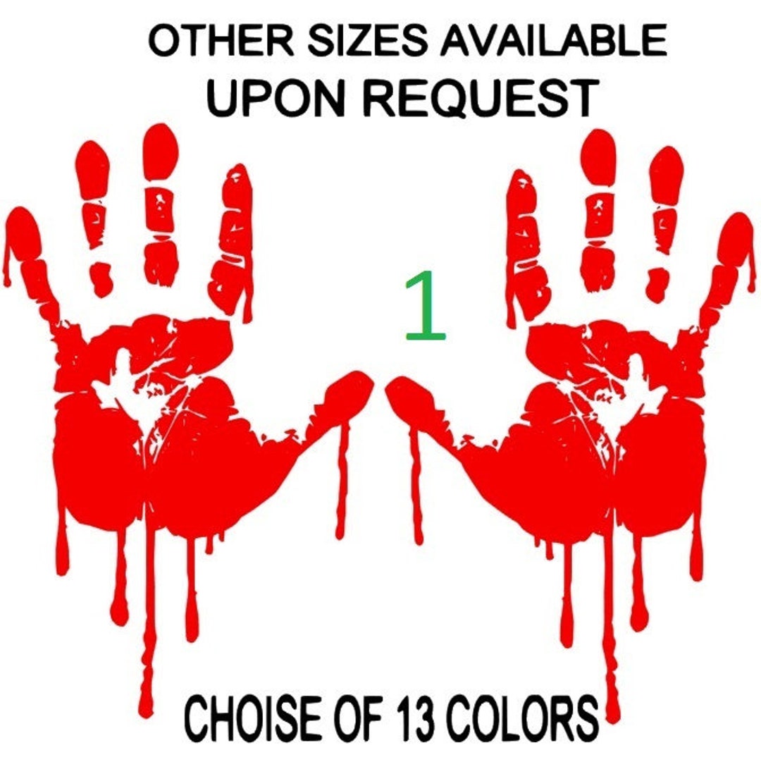 Bloody Hand Prints Vinyl Sticker Decal Car Wall Funny Horror Halloween ...