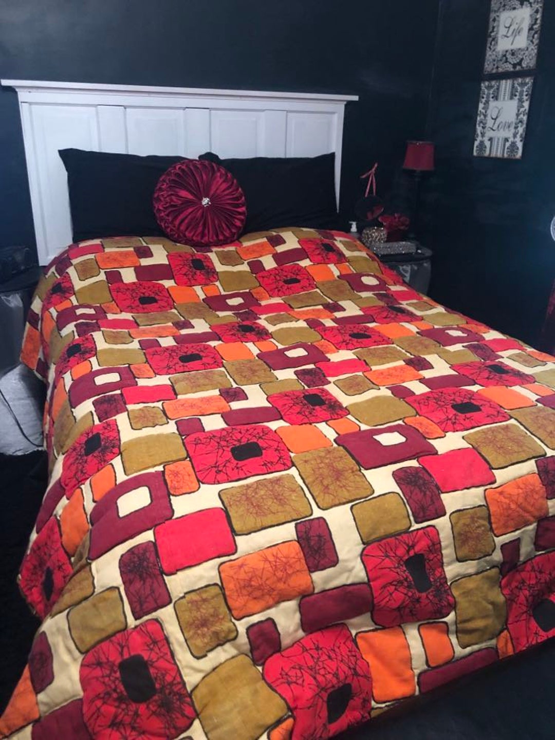 Vintage Retro Bedding Set With Curtains Etsy