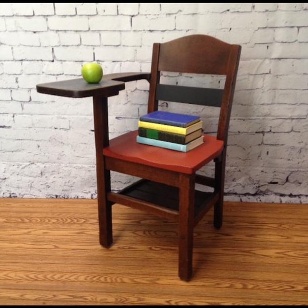 Wood School Desk. Vintage Wood Desk. Mid Century School Desk. Chalkboard Writing Surface. Farmhouse Decor. Classic Wood Furniture. Farmhouse