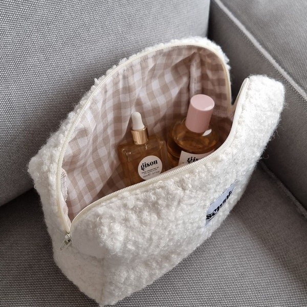 Trousse de toilette teddy Latte format mini, classique ou maxi