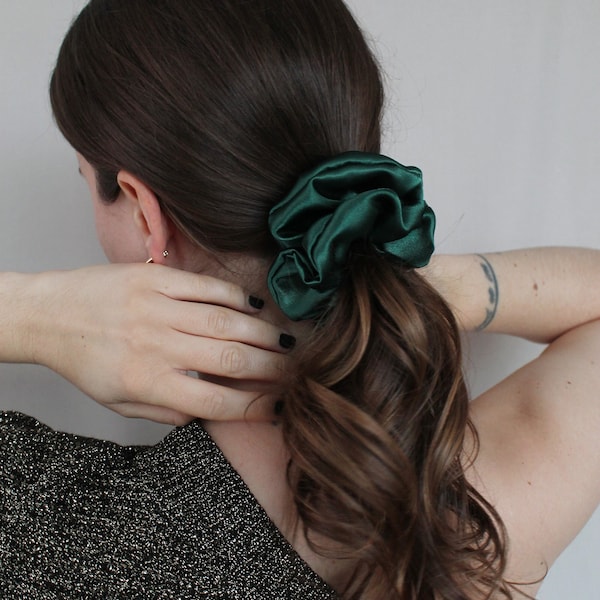 Scrunchie satin Dark Green