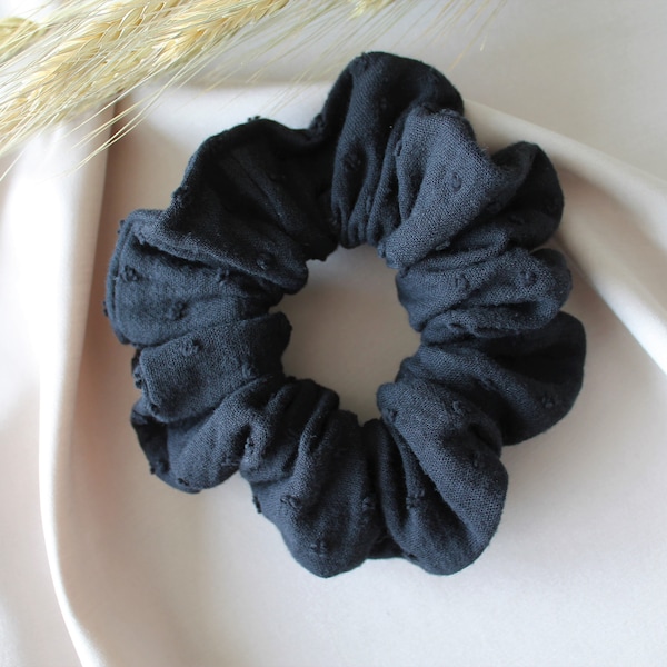 Scrunchie en gaze plumetis Black