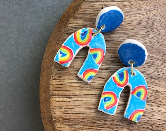 Polymer Clay Rainbow Pride Earrings