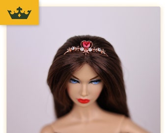 Rose Gold Heart Doll Crown 1/6 Scale Tiara for Poppy Parker Fashion Royalty
