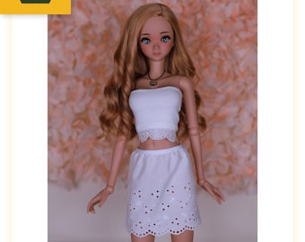 Soft Lace Crop Top & Mini Skirt Set for Smart Doll – 1/3 Scale Fashion Outfit