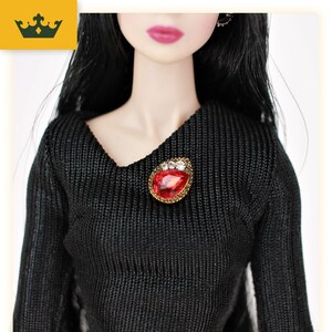 Magnetic Doll Brooch 1/6 scale - for Fashion Royalty, Poppy Parker, Blythe, Integrity Toys, Momoko, 11,5 inch Doll Accessories - RUBY DROP