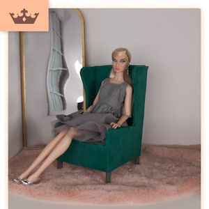 Doll 1/6 scale armchair, furniture for 12&quot; doll, fits Poppy Parker and other 30cm fashion dolls, blythe furniture