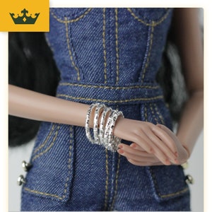 Doll Twisted Bracelets - for Fashion Royalty, Poppy Parker, Blythe & other 1/6 Fashion Dolls, Bangles, Jewelry for Fashion Doll - SILVER