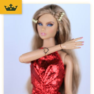 Doll Bracelets - Jewelry for Fashion Royalty, Poppy Parker, Blythe, IntegrityToys, Jewelry for 12 inch Fashion Doll - Gold Heart