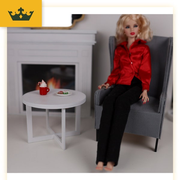 Doll 1/6 scale side/coffe/end table, furniture for 12" doll, fits Poppy Parker and other 30cm fashion dolls, blythe furniture - white
