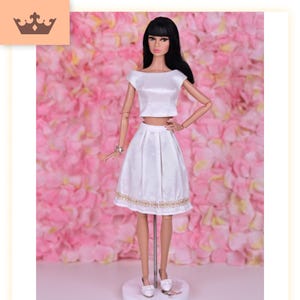 Embroidered Skirt for Poppy Parker, Fashion Royalty, 1/6 scale fashion dolls, Momoko, 12 inch doll, doll clothes, doll skirt - Geo GOLD