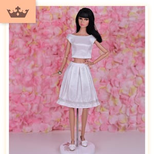 Embroidered Skirt for Poppy Parker, Fashion Royalty, 1/6 scale fashion dolls, Momoko, 12 inch doll, doll clothes, doll skirt - Geo SILVER