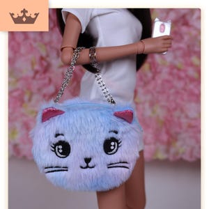 Smart Doll Purse - Smart Doll Tasche, SmartDoll Zubehör, Puppenkleidung 1/3 Geldbörse - Blueish Cat